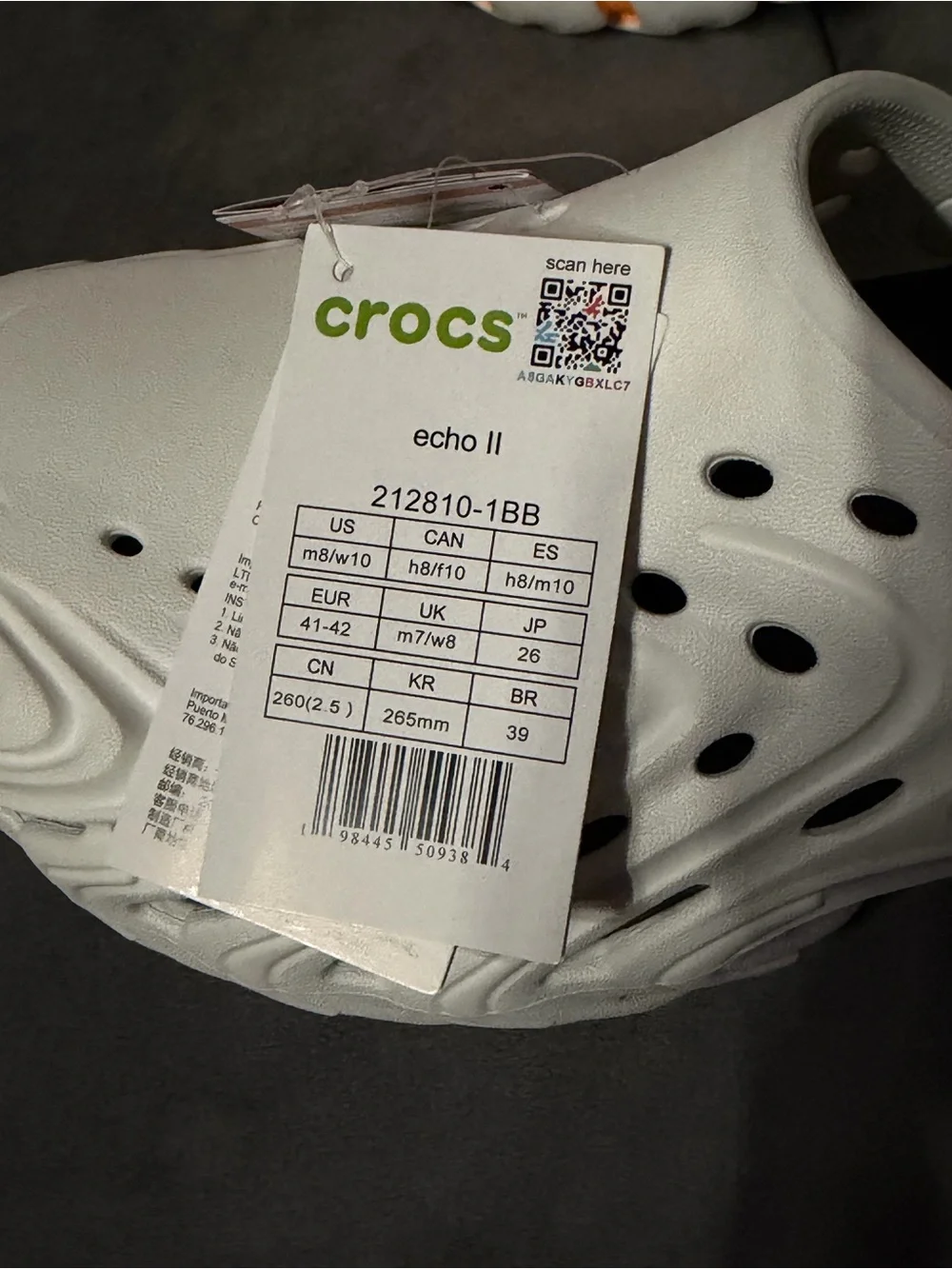 Crocs Echo 2 Moon Burst Men’s 8 Woman’s 10 NIB